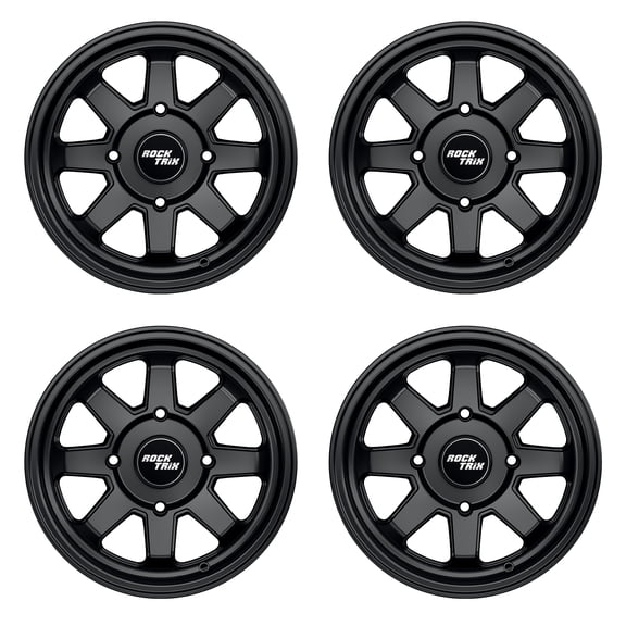RockTrix RT116 12x7 ATV Wheels 4x110 Matte Black 5+2 Offset, 12 Inch Rims for IRS Compatible with Honda Foreman Rancher, Fits Yamaha Grizzly Kodiak Rhino Wolverine Viking, Also Fits Suzuki King Quad