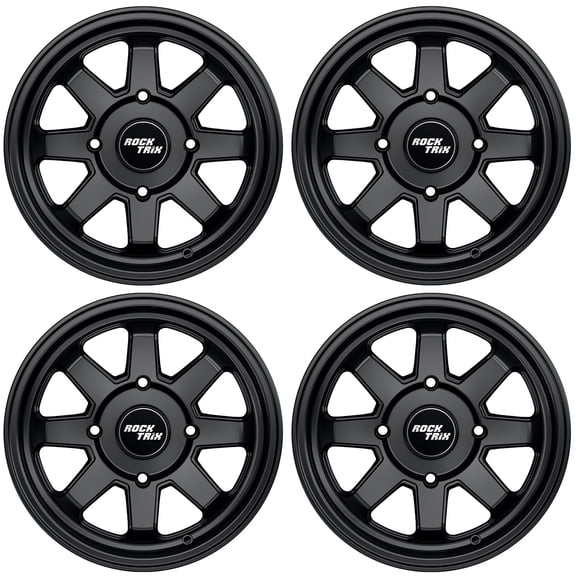 RockTrix RT116 14in ATV Wheels Rims 14x7 Matte Black, 4x156 Bolt Pattern, 5+2 offset, Compatible with Polaris Sportsman RZR Ranger - 4/156 (Set of 4)