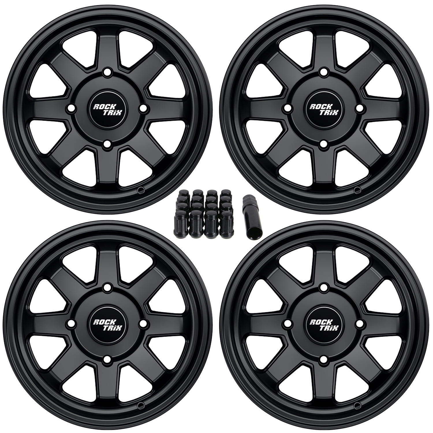 RockTrix RT116 14x7 4x110 14 inch Wheels for ATV UTV SxS IRS, 4/110 ...