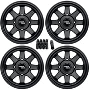 RockTrix RT116 15in ATV Wheels Rims 15x7 Black 4x137, 5+2 Offset, includes 12x1.5 Spline Lug nuts, Compatible with Honda Pioneer 1000, Talon, 4/137, Set of 4