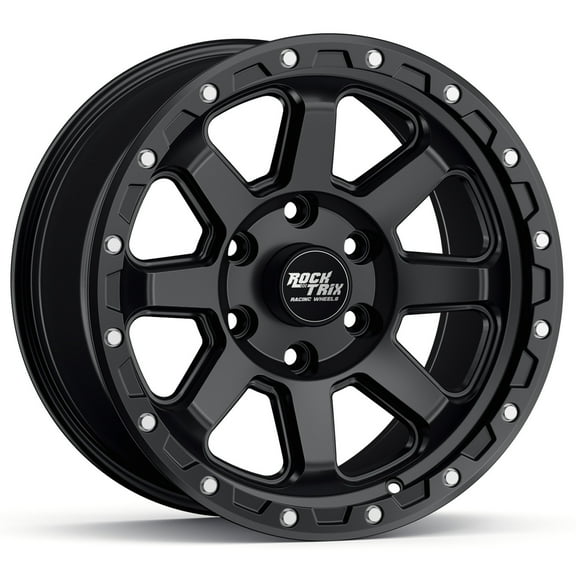 RockTrix RT116 18 inch Wheel Compatible with 2009-2024 Ford F150, 18x9 6x135 Wheels (-12mm Offset, 4.5in Backspace) 87.1mm Bore, Black Wheels, Also fits 2022+ Bronco Raptor Rims