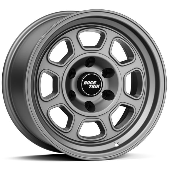 RockTrix RT119 17 inch Wheel for 2004-2026 Ford F150, 17x9 6x135 Rims -12mm Offset, 4.5in Backspacing, Matte Gunmetal, 2200 lb Weight Rating, Also compatible with Bronco Raptor