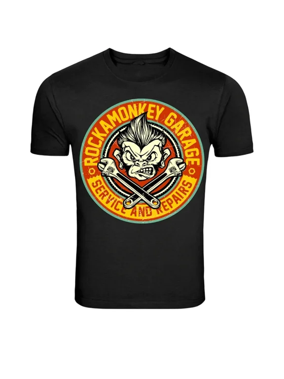 Rocka Monkey Garage Mechanic Vintage Graphic Design For Everyday Style T-Shirt, Size S-5XL