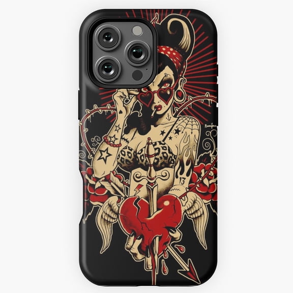 Rockabilly Art Pinup Art Heartbreaker Vintage Pinup Phone Case for iPhone 16 15 14 13 12 11 Pro Max M5905441