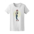 thumbnail image 1 of Rockabilly Cat Lady Girl Pinup T-Shirt Women -Image by Shutterstock, Female Small, 1 of 2