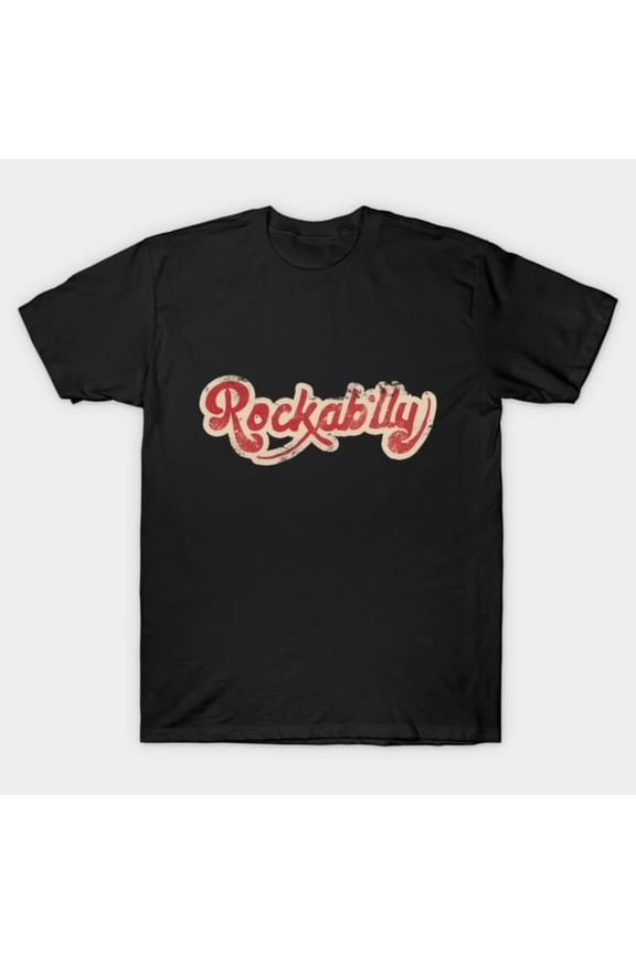 Rockabilly Distressed Logo Retro Music Graphic, H3716 Unisex T-Shirt, Up to 5XL Available