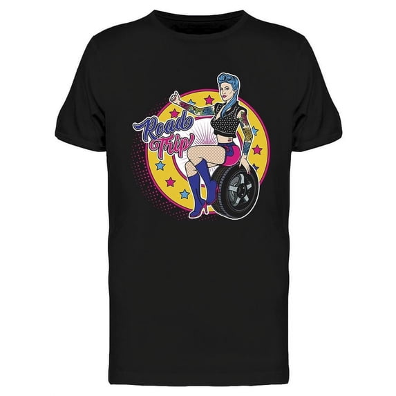 Rockabilly Girl Road Trip T-Shirt Men -Image by Shutterstock, Male x-Large