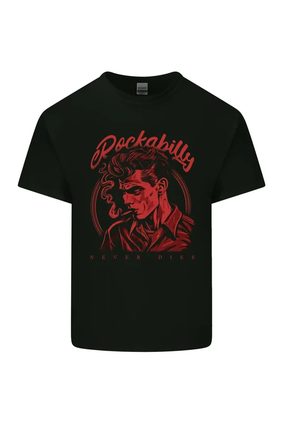 Rockabilly Never Dies Rock n Roll Music Band Retro Light Cotton Tee Shirt,for unisex up to 5XL