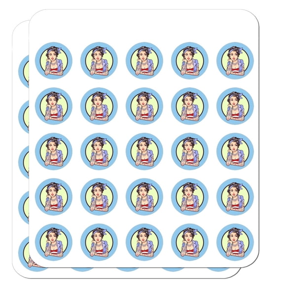Rockabilly Retro Pin Up Girl with Tattoos Planner Calendar Scrapbooking Crafting Stickers