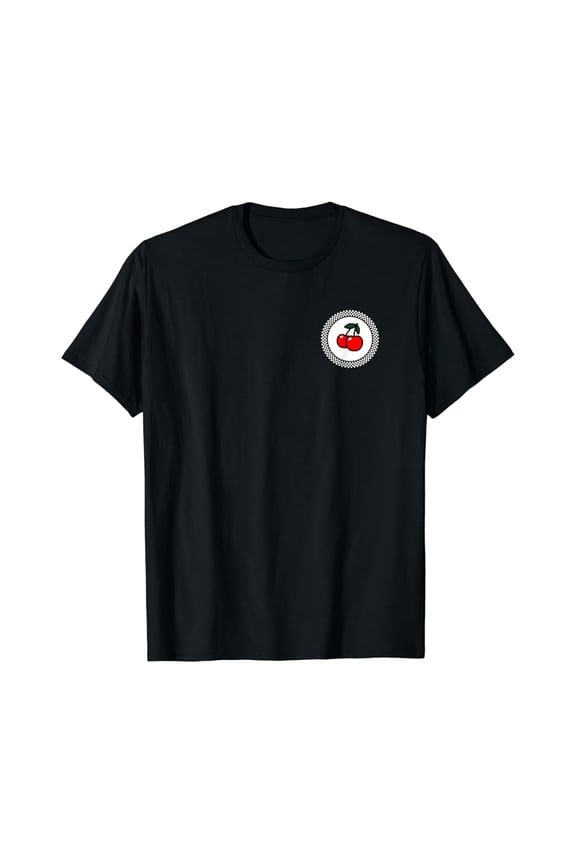 Rockabilly Retro Vintage Chess Pattern Cherry T-Shirt T-Shirt, Vintage Birthday Gift