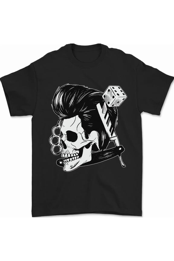 Rockabilly Skull T-Shirt Unisex S-5XL Hot Trending Shirt, Vintage Birthday Gift