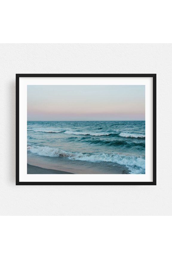 Rockaway Waves 05 - Queens New York Photography Ocean Beach Waves Coast Nature Landscape Pastel Black Framed Wall Art Print 5 x 7 inches