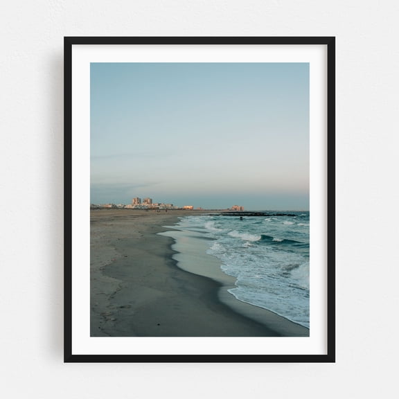 Rockaway Waves 07 - Queens New York Photography Beach Coast Ocean Seascape Landscape Waves Cityscape Black Framed Wall Art Print 18 x 24 inches