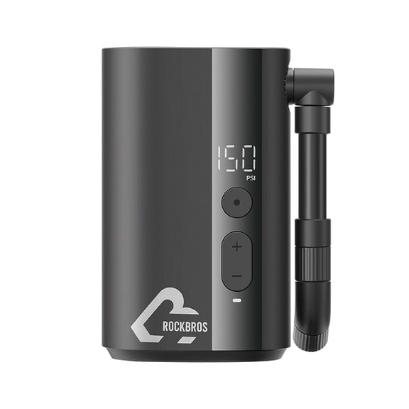Rockbros 150 PSI High Pressure Electric Type-C Valve Mini Air Inflator, Lightweight and Portable Presta/Schrader Valve for Road/Mountain Bike MTB Air Pumping