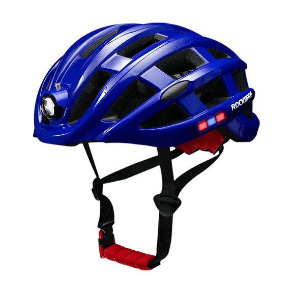 Rockbros Bicycle Helmet with USB Rechargeable HeadLight Safety riding/working Headgear,Blue