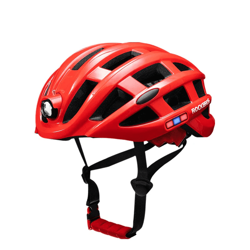 Rockbros Bicycle Helmet with USB Rechargeable HeadLight Safety riding/working Headgear,Red