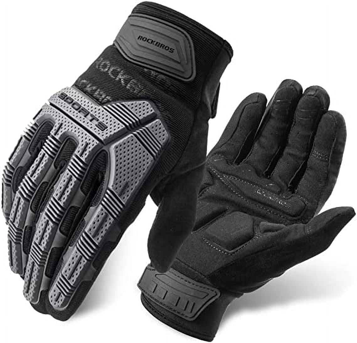 Rockbros Bike Gloves with Gel Pad, Touch Screen Knuckle Protection Layca+Rubber, Unisex Motorcycle Gloves for Moter Ride/Mountain Bike/Dirt Bike