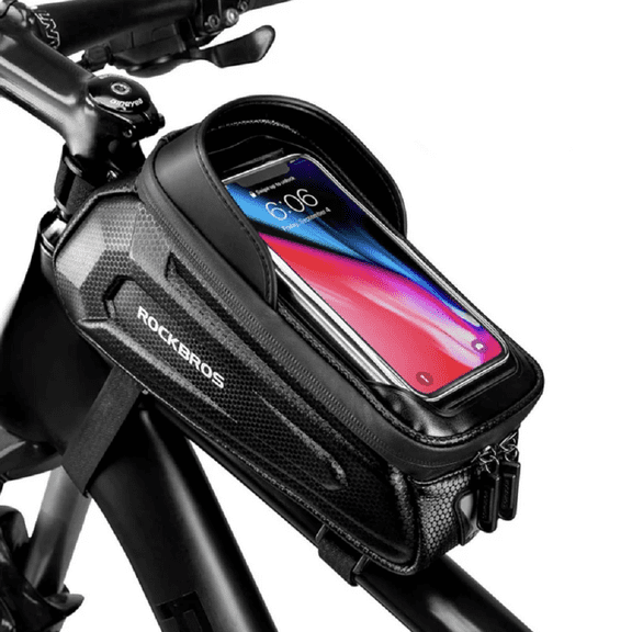 Rockbros Large Rectangle Bicycle Front Frame Bag, 1.7L Capacity Black
