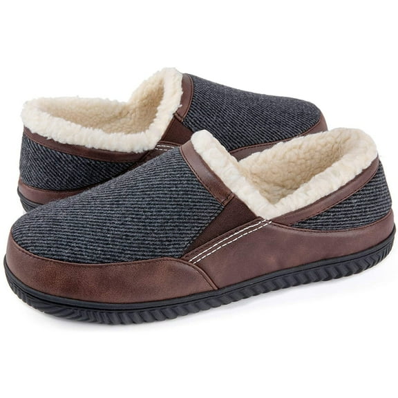 Rockdove Men's Andrew Twill Upper Fleece Lined Closed Back Slipper