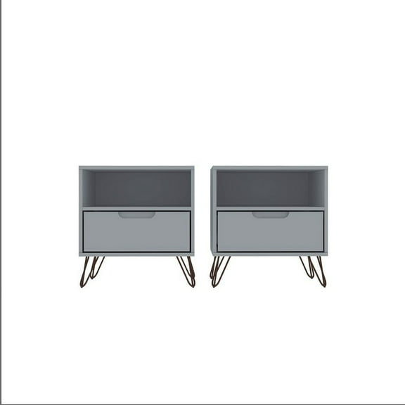 Rockefeller 1-Drawer White Nightstand (Set of 2)