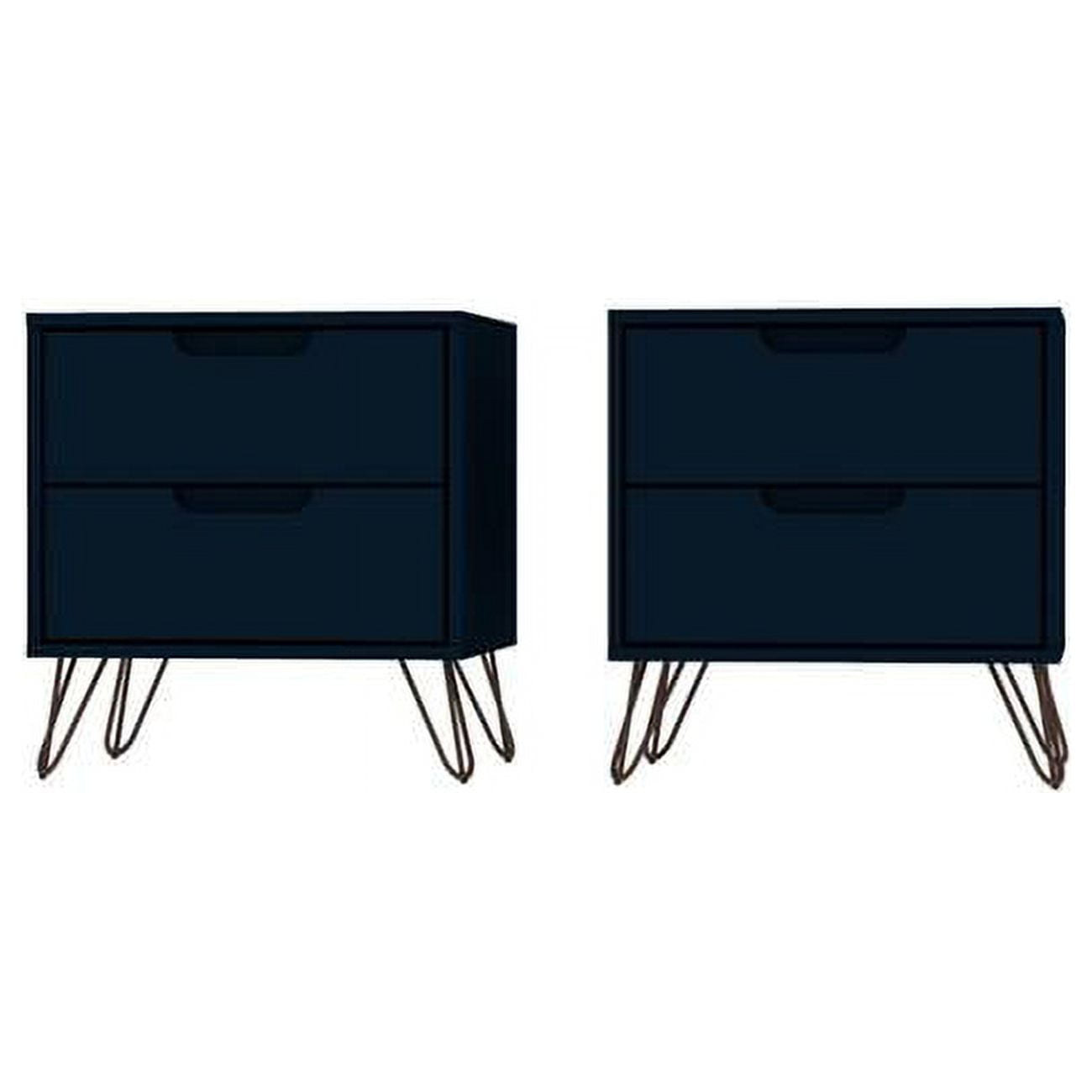 Tatiana Midnight Blue Mid-Century 2-Drawer Nightstand Set