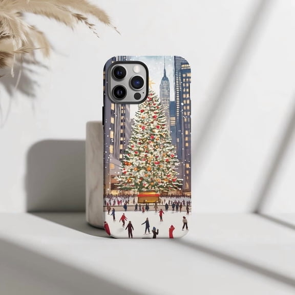 Rockefeller Center NYC Winter Holiday Christmas iPhone 11 12 13 14 15 16 17 Pro Max Case