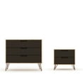 thumbnail image 1 of Rockefeller Mic Century-Modern Dresser & Nightstand with Drawers in Nature & Textured Grey, 28.86 x 55.32 x 17.52 in. - Set of 2, 1 of 1