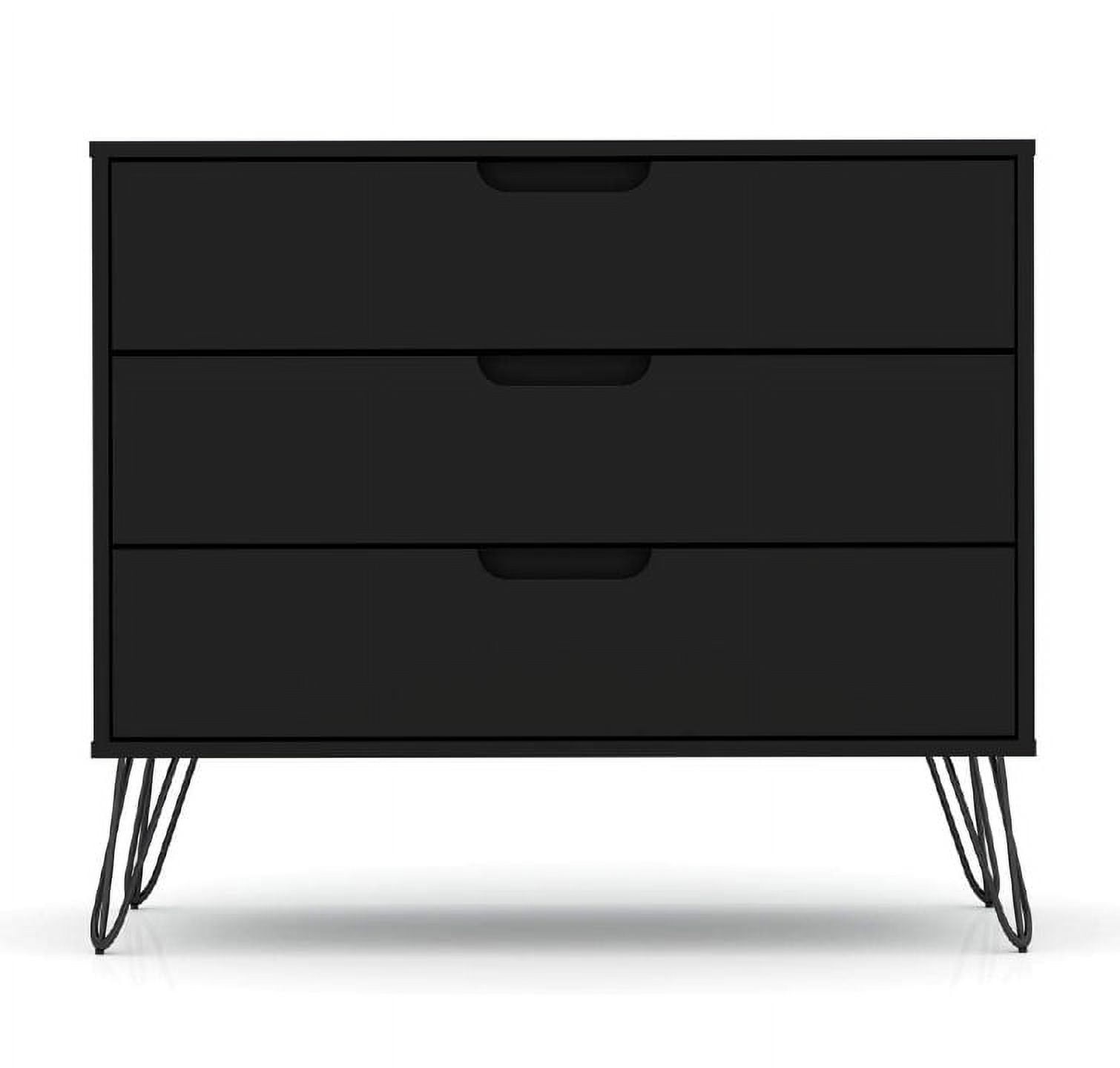Rockefeller Mid-Century Modern Black 3-Drawer Dresser