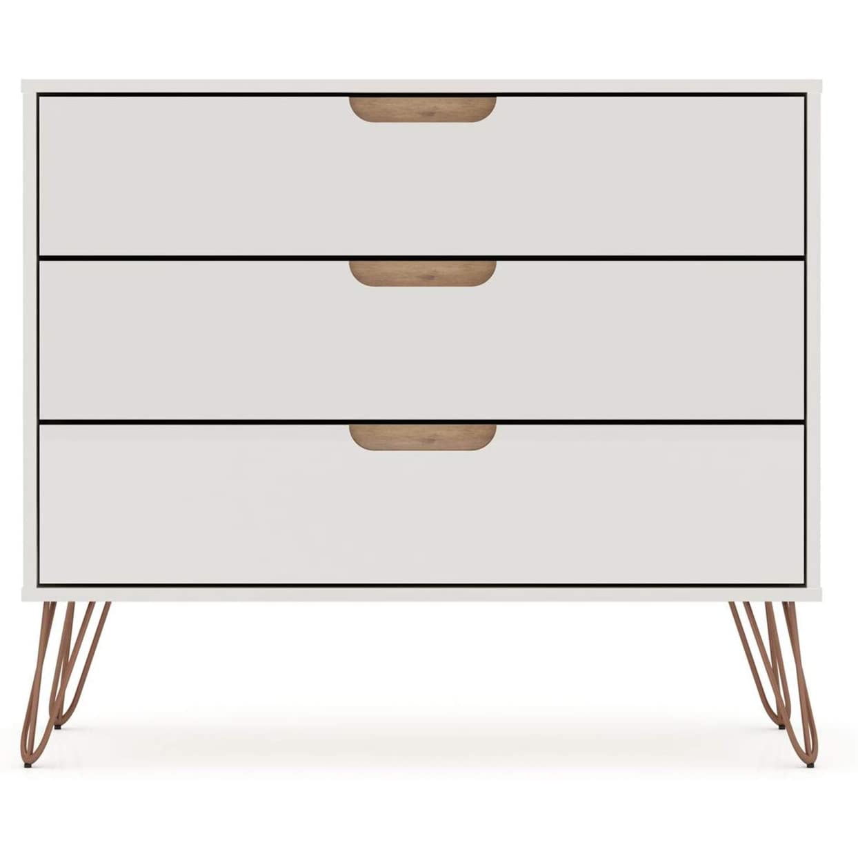 Rockefeller Off-White and Natural Wood Mid-Century Modern Dresser