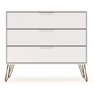 Rockefeller Mid-Century- Modern Dresser with 3- Drawers in White