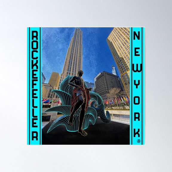 Rockefeller New York Prometheus Poster Wall Art, Modern Wall Decor For Living Room Bedroom, 30x30 UNFRAMED