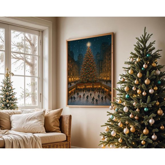Rockefeller Tree Print: New Yorkscene (), Stretched Canvas Size 8x12