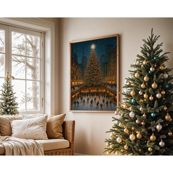 Rockefeller Tree Print: New Yorkscene (), Unframed Canvas Size 8x12