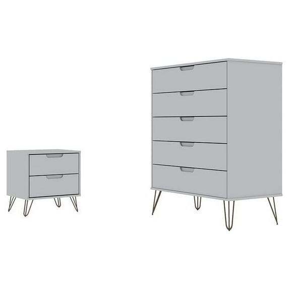 Rockefeller White 5-Drawer Dresser and 2-Drawer Nightstand Set
