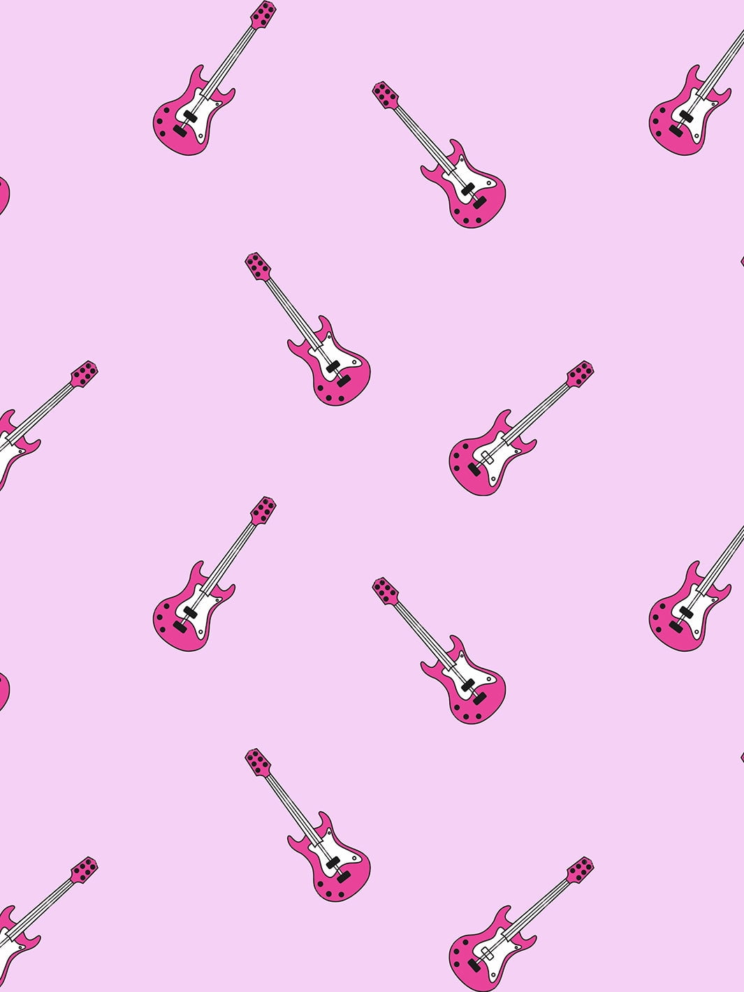 Rocker Electric Guitar Removable Vinyl Wallpaper by Barbie - Lavender