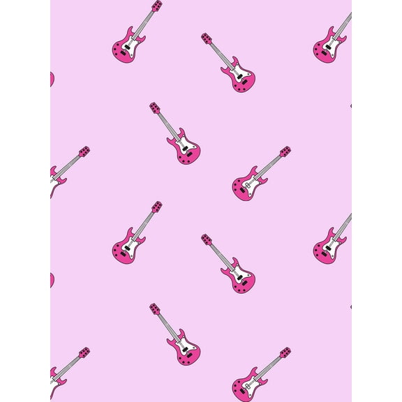 Rocker Electric Guitar Removable Vinyl Wallpaper by Barbie - Lavender