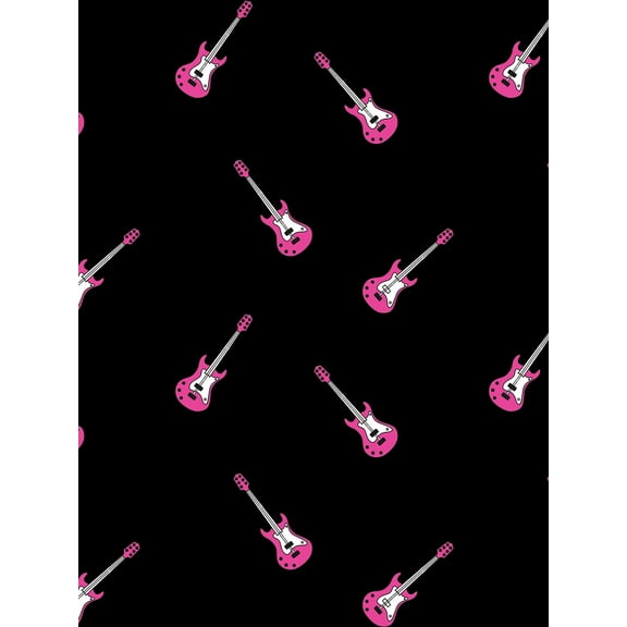 Rocker Electric Guitar Removable Vinyl Wallpaper by Barbie - Peach