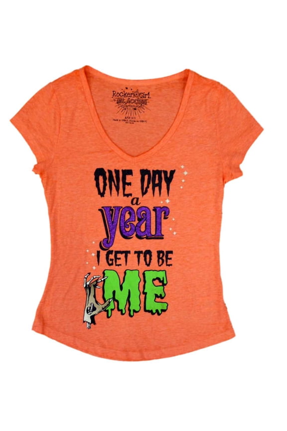 Junior Women One Day A Year I Get To Be Me Halloween T-Shirt Top L