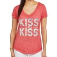 thumbnail image 1 of Rocker Girl Junior Womens Red Kiss Kiss Valentines Day T-Shirt 2X(19), 1 of 1