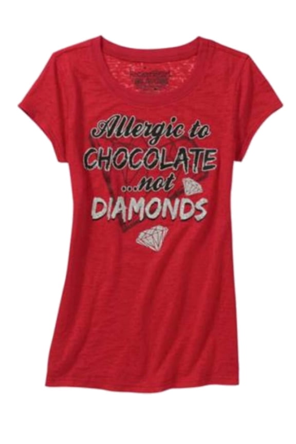 Womens Red Allergic to Chocolate Not Diamonds T-Shirt Valentines XL