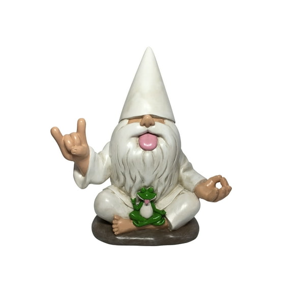 Rocker Gnome  - George - with Zen Frog - This Garden Gnome combines Peace, Tranquility and Rock N Roll for your Fairy Garden by GlitZGlam