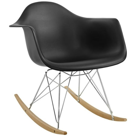 Modway Rocker Plastic Lounge Chair in Black