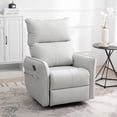 thumbnail image 1 of Rocker Recliner Chair with Lumbar Support, 360° Swivel Nursery Rocking Chair with Side Pocket, Modern Reclining Chair Home Theater Seating for Living Room, Light Gray, 1 of 9