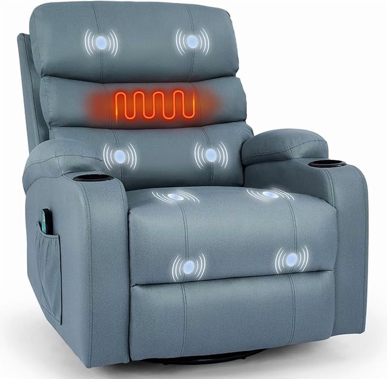 Heated Rocking Chair Rocker Recliner Chair with Heated & Massage, Swivel Recliner Chair with ...