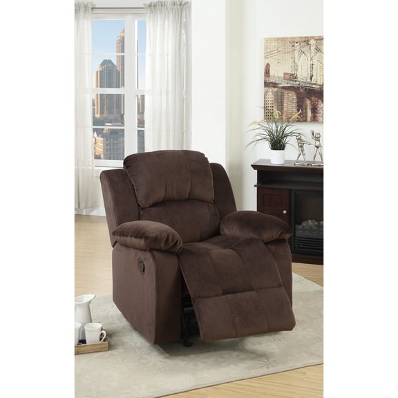 Rocker Reclining Couch | Contemporary Seating for Living Room | Chocolate Padded Suede Design | Meets Comfort Demands