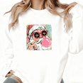 thumbnail image 1 of Rocker Santa Bubble Gum Christmas Graphic Tee T-Shirt Print Top Cotton Round-neck long-sleeved white S-3XL, 1 of 5