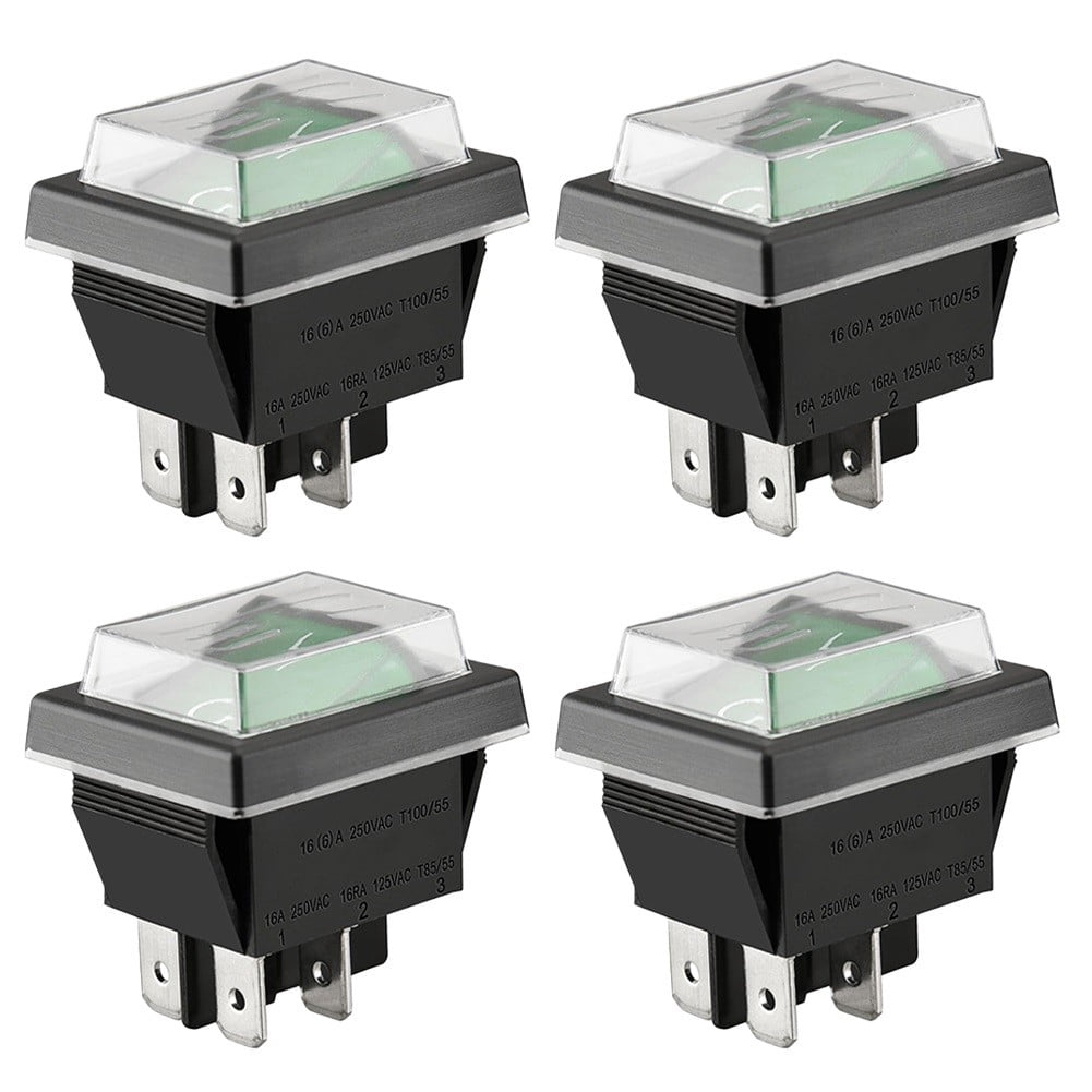 Rocker Switch 4 Port Green Light Toggle Switch 16A 250Vac With ...