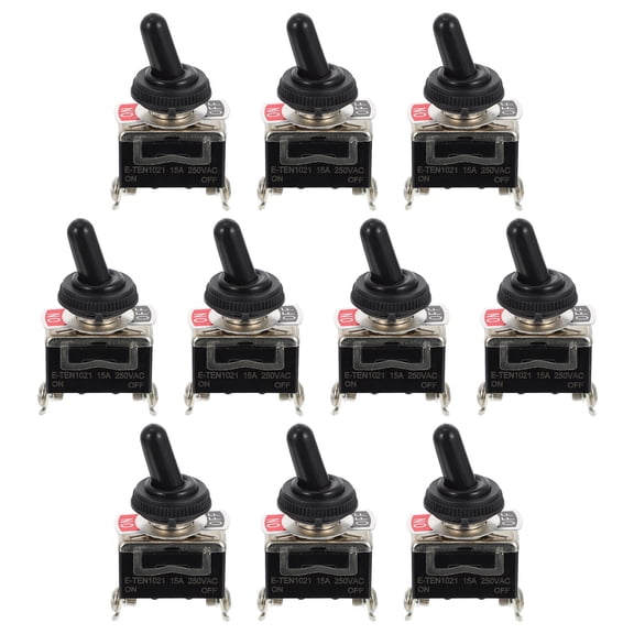 RENACLIPY Heavy Duty Car Toggle Switch with Waterproof Caps Black Metal and Plastic for Car Use 5Sets