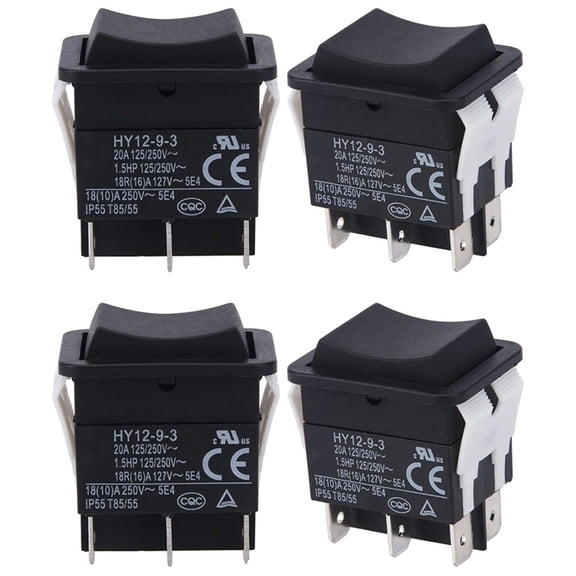 Rocker Switch, HY12-9-3 6Pins Industrial Electric Rocker Switch 125V/250V Pushbutton (4pcs)