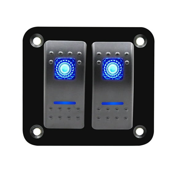 Beisidaer Rocker Switch Panel,12V-24Vdc, Blue Switches, Aluminum Panel, On/Off, Waterproof